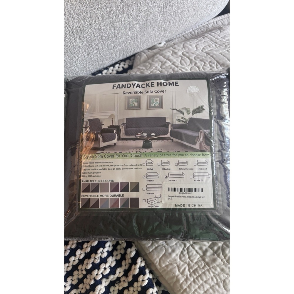 Fandyacke Home Reversible Sofa Cover Grey 68in New Dog Hair Pet Friendly Couch
